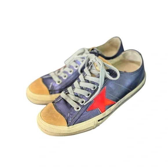 GOLDEN GOOSE VSTAR2 Laminated Metallic Leather Sneakers